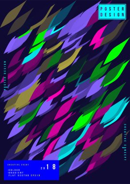 Soyut yaratıcı poster için yaratıcı bir olay. Standart A3 dikey biçim fütüristik kapak ve arka plan üzerinde renkli elemanları ile. Düz vektör çizim Eps 10