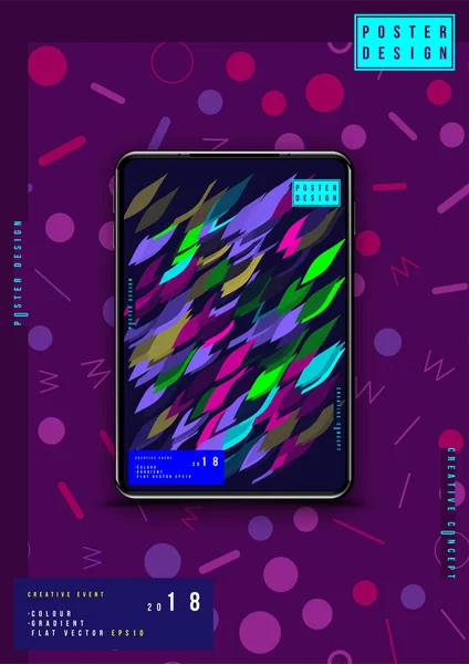 Affiche de design créatif abstrait en tablette avec dégradé fluide et coloré. Modèle couverture futuriste. Illustration vectorielle plate EPS 10 — Image vectorielle
