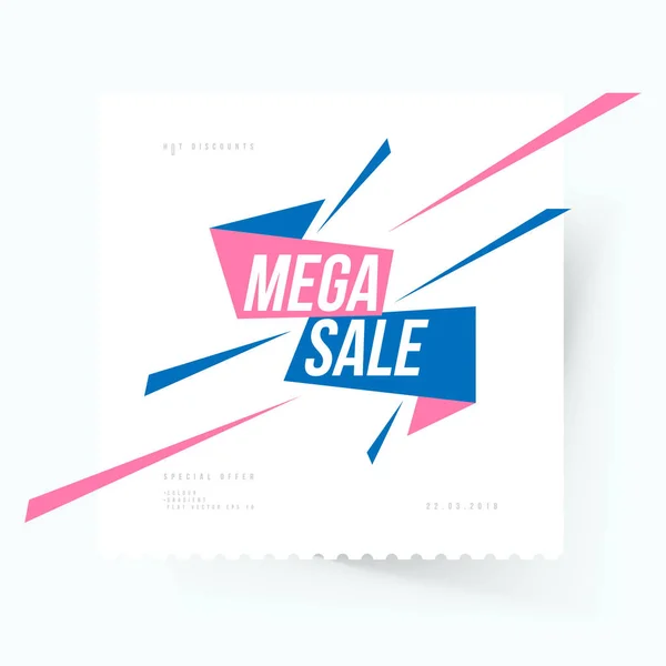 Mega Sale Banner Vorlage für Design-Werbung und Poster auf hellem Hintergrund mit Schatten. Flat Vector Illustration Folge 10 — Stockvektor