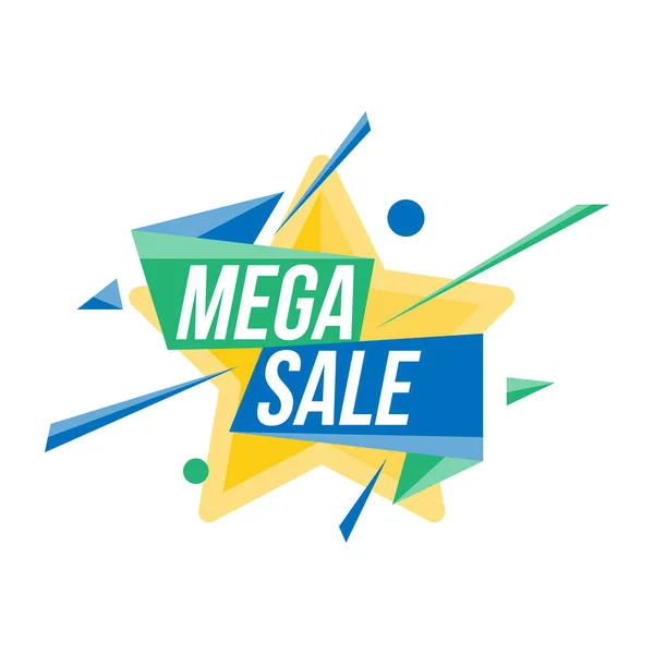 Plantilla Mega Sale Banner para diseño publicitario y póster sobre fondo claro con sombra. Ilustración vectorial plana EPS 10 — Vector de stock