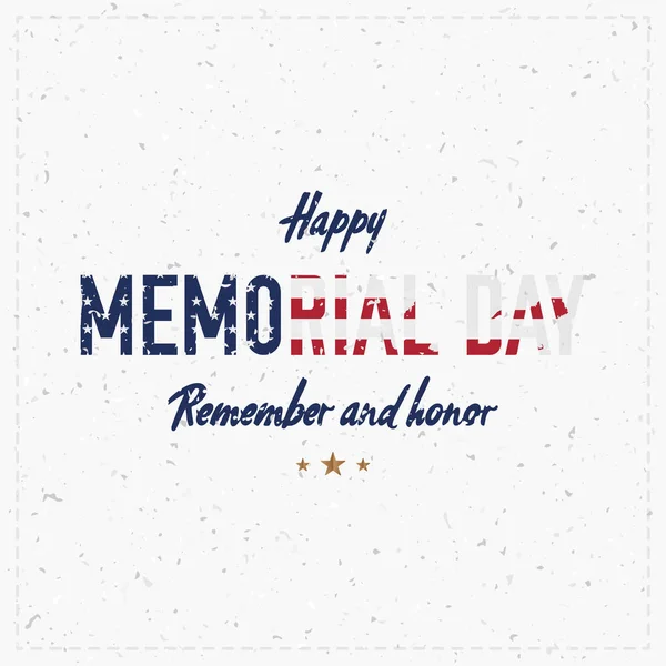 Happy memorial day. Vintage retro greeting card with font inscription with a congratulation. National American holiday event. Flat Vector illustration EPS10