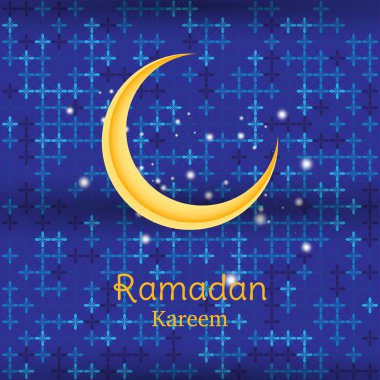 Ramazan Kareem kutsal ay Müslüman bayram. Hilal ay tebrik kartı şablonu. Düz vektör çizim Eps 10