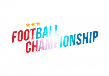 Futbol Şampiyonası. Banner şablon yatay biçimi Font yazıt ile parlak ışık efekti