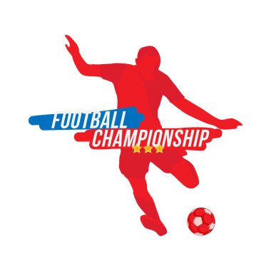 Font yazıt ve futbol oyuncu topu ile silüeti. Düz vektör çizim Eps 10