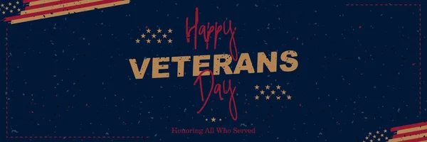 Happy Veterans Day. Retro greeting card with USA flag on background with texture. National American holiday event. Flat vector illustration EPS10