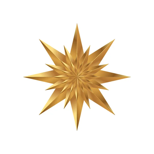 Золотая звезда выделена на белом фоне. Праздничный символ Рождества и Нового года. Плоская векторная иллюстрация EPS10 . — стоковый вектор