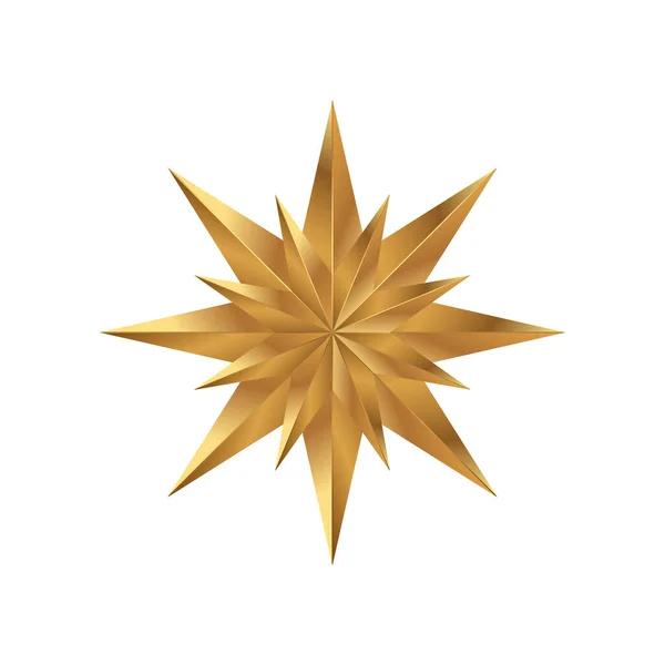 Goldener Stern auf weißem Hintergrund. Feiertagssymbol für Weihnachten und Neujahr. flache Vektorabbildung eps10. — Stockvektor