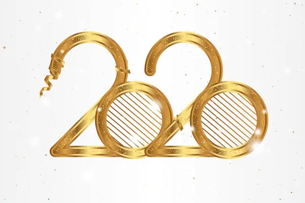 白い背景に黄金の看板2020とハッピーニューイヤーのグリーティングカード。平面ベクトル図｜Eps10 — ストックベクタ