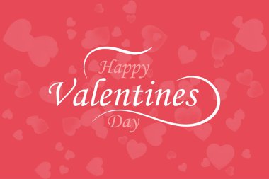 Sevgililer Günün kutlu olsun. Pembe kalpler ve yazı tipi yazıtlı aşk kartı. Düz vektör illüstrasyonu Eps10