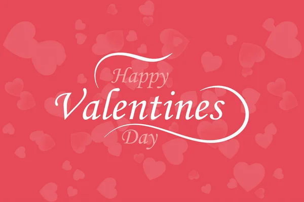 Feliz Dia dos Namorados. Cartão de saudação de amor com corações cor-de-rosa e inscrição de fonte. Ilustração vetorial plana EPS10 —  Vetores de Stock