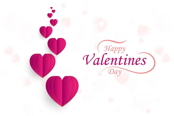 Fijne Valentijnsdag. Wenskaart van de liefde met rode papieren harten en lettertype inscriptie. Platte vectorillustratie Eps10 — Stockvector