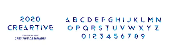 Oorspronkelijke lettertype in blauwe kleur voor creatieve ontwerpsjabloon. Vlakke afbeelding Eps10 — Stockvector