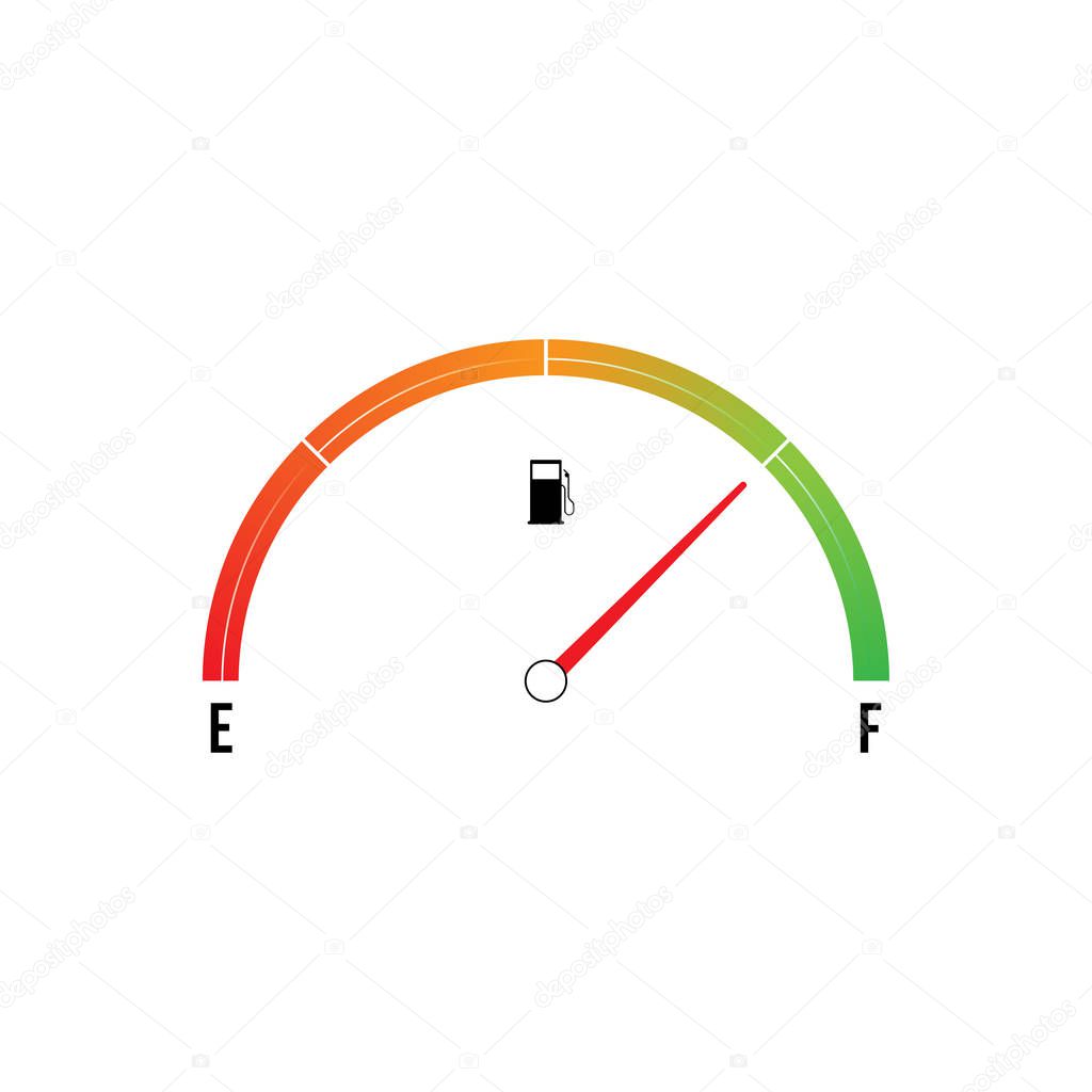 Empty fuel meter isolated on white background. Gas and oil tank gauge. Flat Vector Illustration EPS10