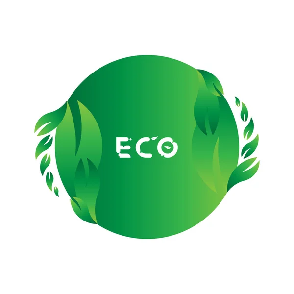 Logotyp med gröna trädblad för världens ekologi natur. Platt vektorillustration Eps10 — Stock vektor