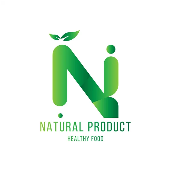 Původní písmeno N pro logogram. Přírodní produkt se zeleným listem stromu pro světovou ekologii. Ploché vektorové ilustrace Eps10 — Stockový vektor