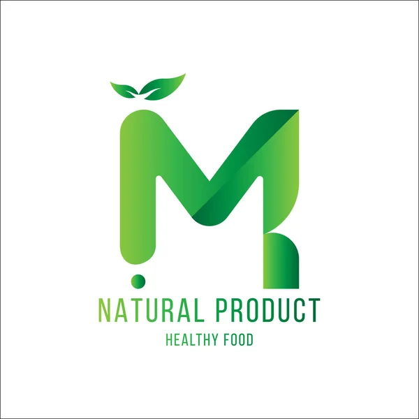 Lettre originale M pour logotype. Produit naturel avec feuille d'arbre vert pour l'écologie du monde logo. Illustration vectorielle plate EPS10 — Image vectorielle