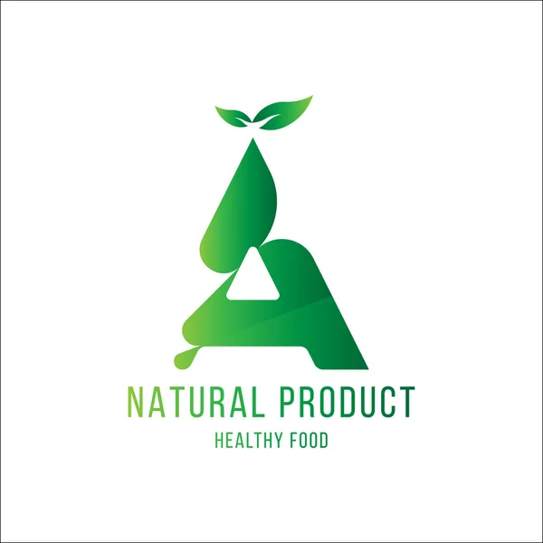 Logotin orijinal harfi A. Logo dünyası ekolojisi için yeşil ağaç yapraklı doğal ürün. Düz Vektör İllüstrasyonu Bölüm 10 — Stok Vektör