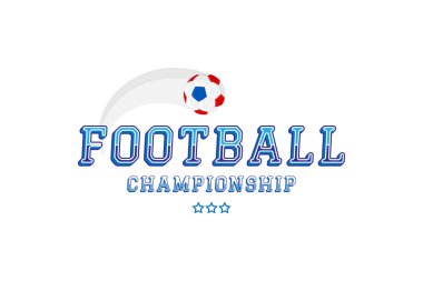 Futbol şampiyonası. Orijinal yazı tipi ve topu olan logo. Düz vektör illüstrasyonu Eps10