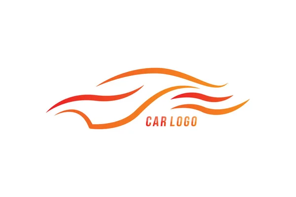 Logo del coche deportivo. Plantilla vectorial hecha en forma de silueta de automóvil en llamas . — Archivo Imágenes Vectoriales