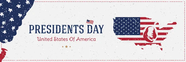 Happy Presidents Day of USA. Template design element with portrait of the president and USA flag. National American holiday event. Flat vector illustration EPS10 — Stock Vector