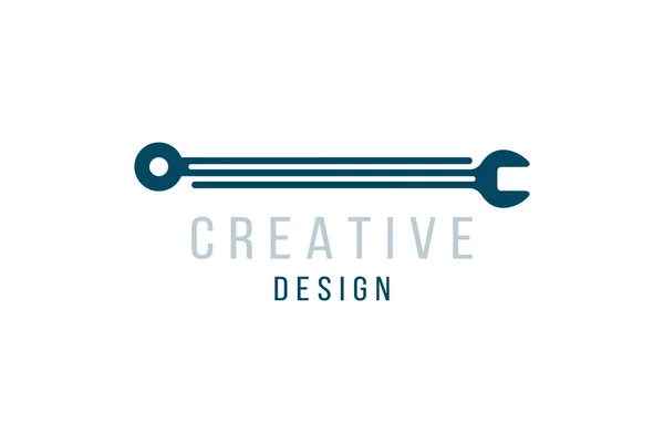 Diseño creativo del logotipo de la llave inglesa. Personalización, reparación y mantenimiento. Ilustración vectorial plana EPS10 — Vector de stock
