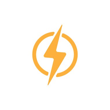 Çemberde yıldırım elektriği var. Enerji ve gök gürültüsü elektrik sembolü konsepti. İnternet sitesi ve logo için flaş cıvata işareti. Düz vektör illüstrasyonu Eps 10.