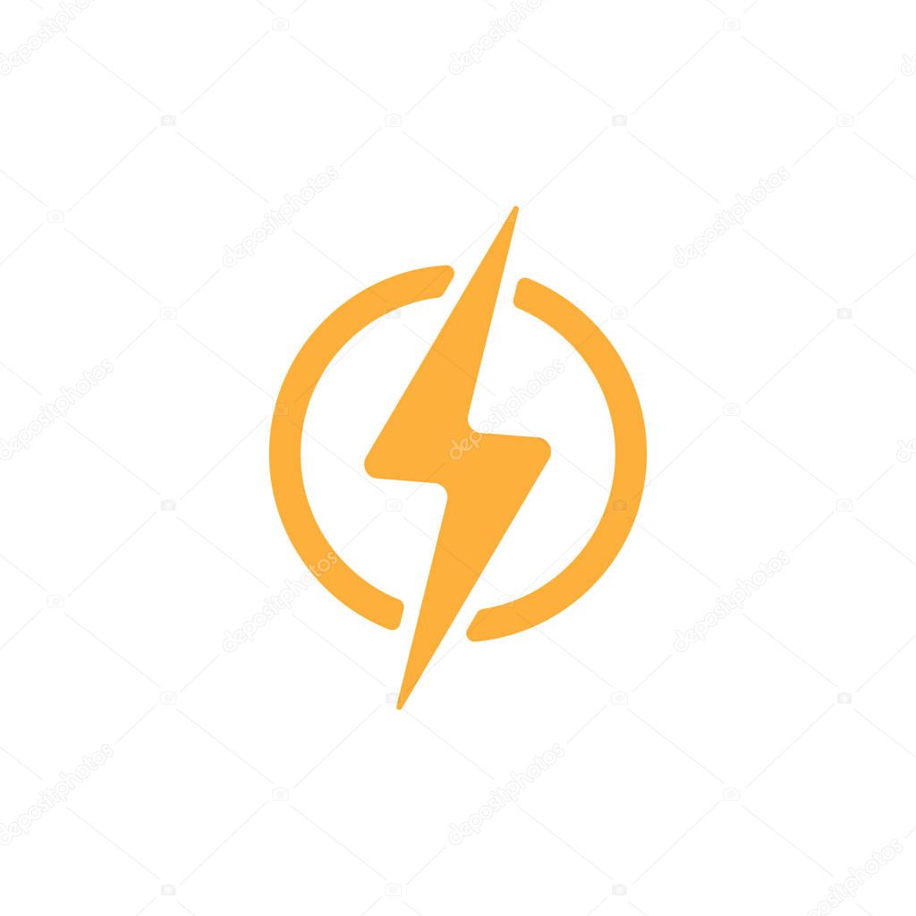 Lightning electric in circle. Energy and thunder electricity symbol concept. Flash bolt sign for web-site and logo. Flat vector illustration EPS 10.