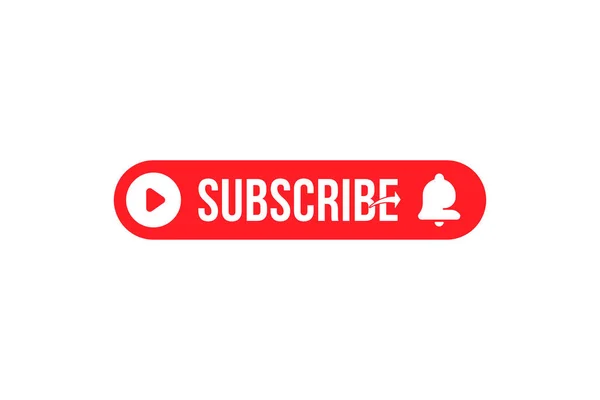 Çan simgesiyle abone ol. Kanal için kırmızı düğme ve sosyal medyada beyaz arka planda video günlüğü. Düz vektör illüstrasyonu Eps10