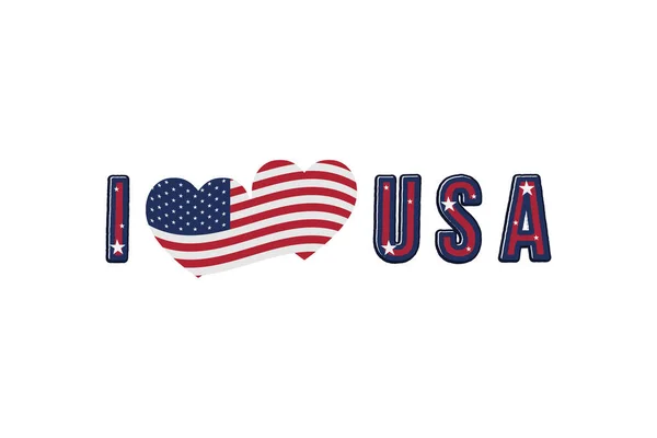 Я люблю США. Патриотические шрифты в американском стиле с флагом страны для отпечатков на одежде и сувенирах. Плоская векторная иллюстрация EPS10 — стоковый вектор