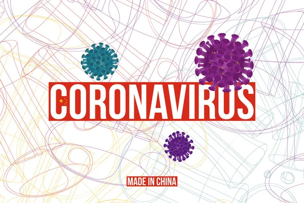 Coronavirus respiratorio patógeno de China. Propagación de la gripe en el mundo. Virus de la gripe flotante y células cancerosas. Ilustración vectorial plana EPS10 — Archivo Imágenes Vectoriales