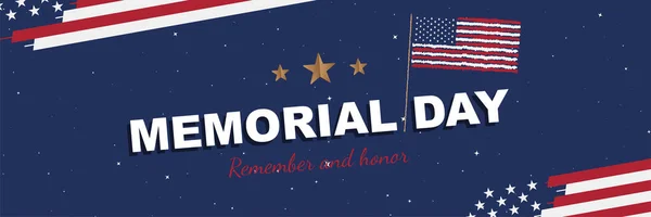 Happy Memorial Day. Greeting card with USA flag on background. National American holiday event. Flat vector illustration EPS10.