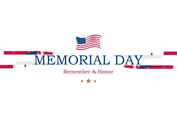 Ημέρα Μνήμης Μπάνερ Εικονογράφηση Διάνυσμα Γράμματα Remember Honor Και Σημαία — Διανυσματικό Αρχείο