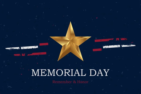 Banner Memorial Day Vektorová Ilustrace Písmem Zapamatovat Honor Usa Vlajka — Stockový vektor