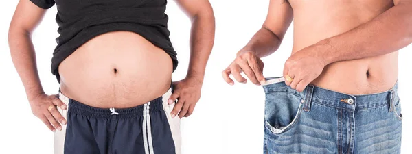 Genç adam kilo kaybını takiben vücut göster — Stok fotoğraf