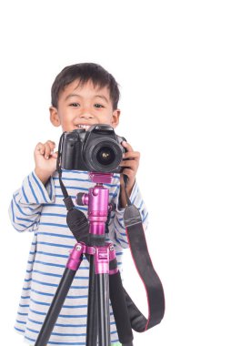 Sevimli Asya çocuk alarak fotoğraf kamera