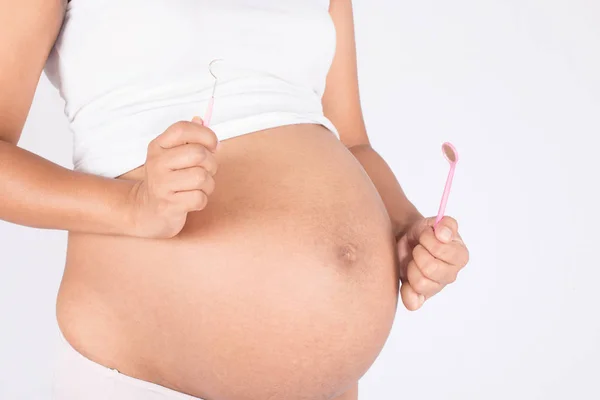 Terhes nők fogászat — Stock Fotó