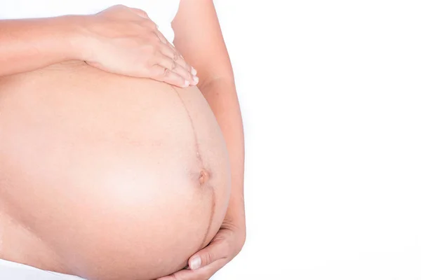 Embarazo Mujeres sobre fondo blanco — Foto de Stock