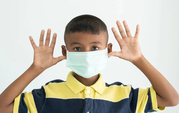 Забруднення Повітря Здоров Маленький Азіатський Хлопчик Масці Медиків Коронавірус Вірус — стокове фото