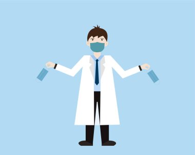 Doktor, cerrahi yüz maskesi takın, Covid.