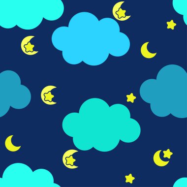 Kalıp ay ve yıldız nigth gök bulutunda