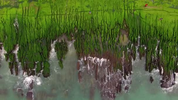 Повітряний постріл зелений риф, Тайвань (Лао Мей зелений рок) — стокове відео