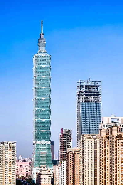 Zachód słońca, Zmierzch z Taipei 101 w mieście Tajpej — Zdjęcie stockowe