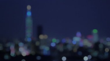 Gece bokeh daireler ile Taipei şehrin odak Çekme, Tayvan