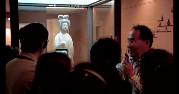 Wisatawan Mengunjungi Museum Istana Nasional Yang Populer Taipei Memegang Salah — Stok Video