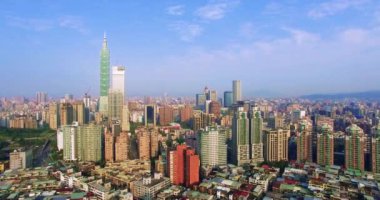  Tayvan 'ın Taipei şehrinin hava görüntüsü.