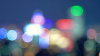 Taipei şehrinin odak noktası gecenin bokeh halkaları, Tayvan 