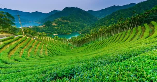 4k time-lapse van landschap van Jade Reservoir in Taipei, Taiwan. — Stockvideo