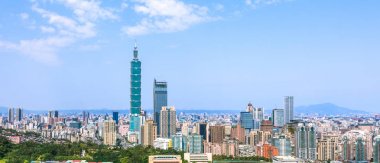 Aerial panorama of Downtown Taipei, capital city of Taiwan clipart