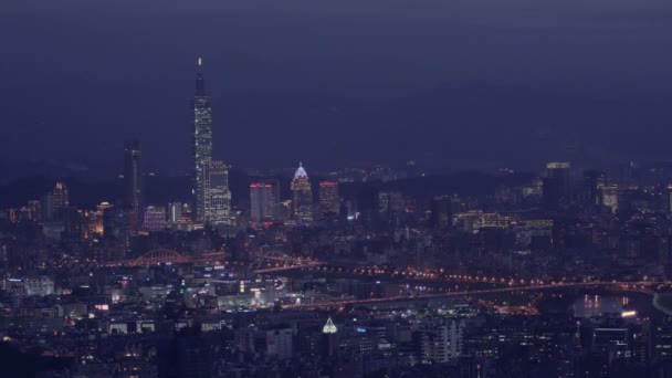 Ночное Городское Пространство Тайбэя Тайвань — стоковое видео