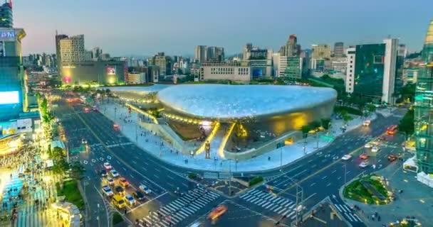 4k Timelapse Dongdaemun tasarım Plaza gece, Seoul, — Stok video